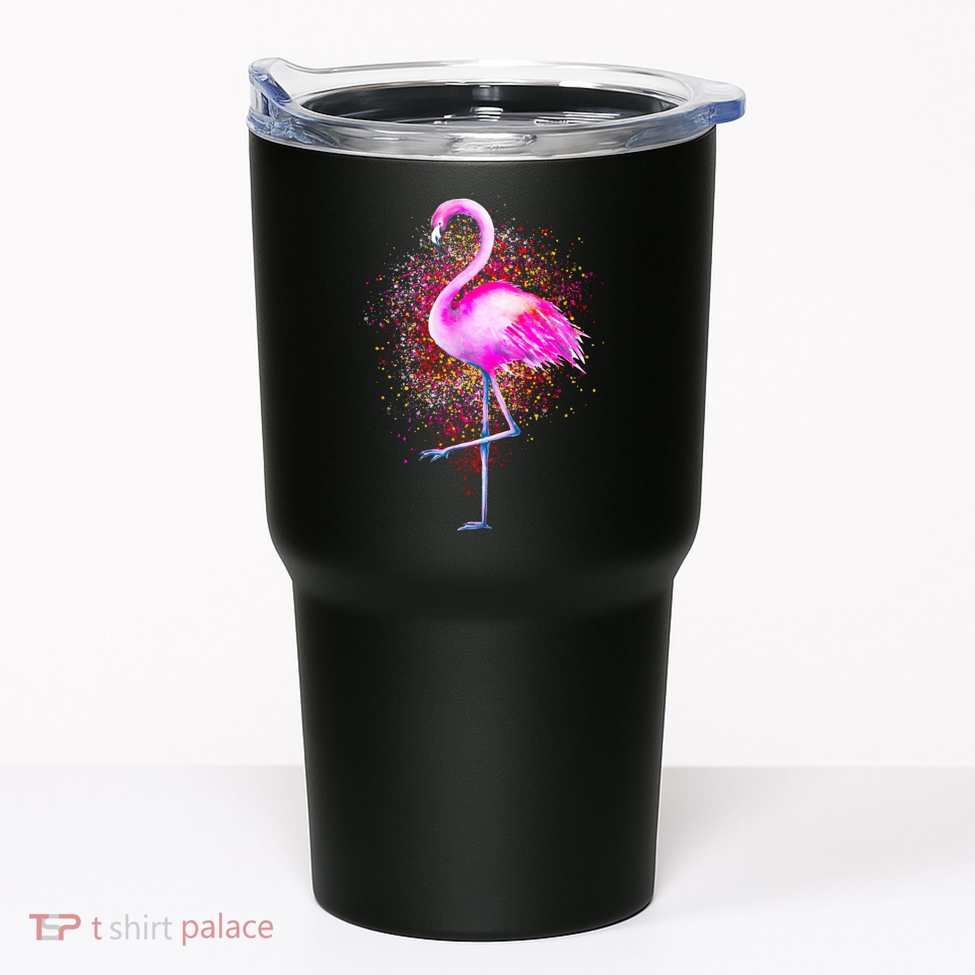 Pink Flamingo Paint Art Tumbler