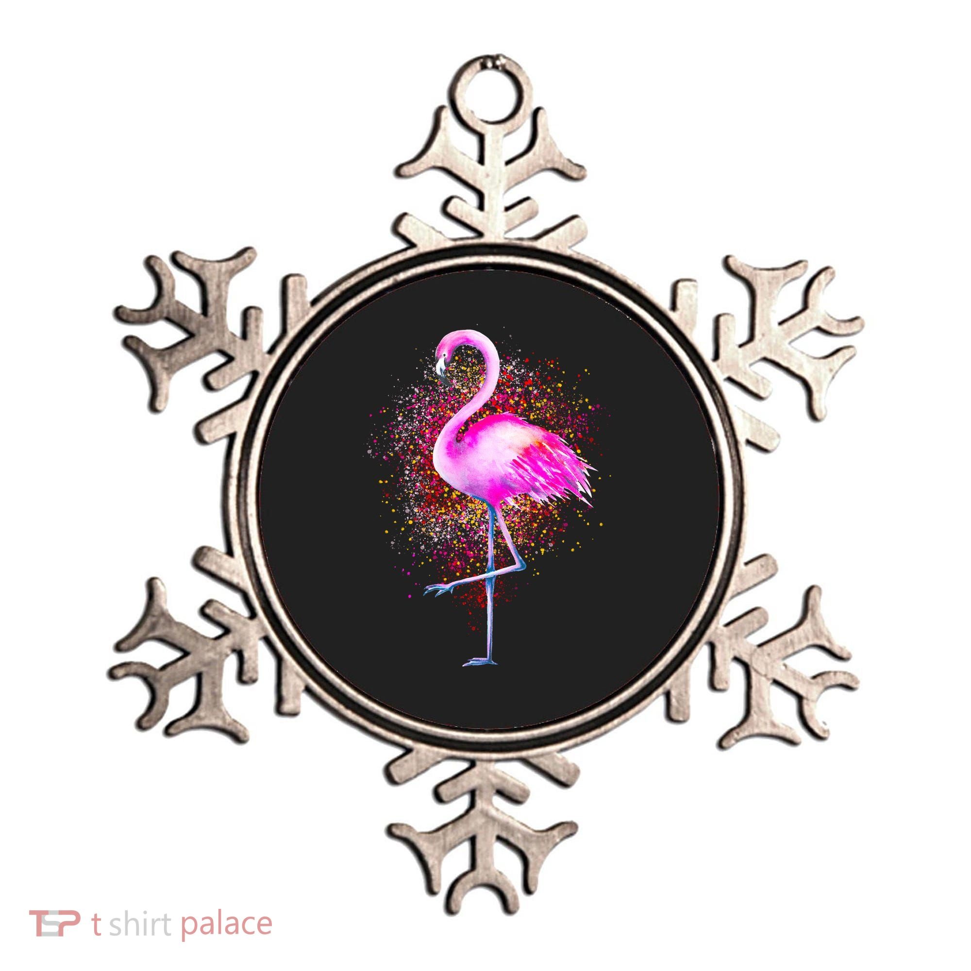 Pink Flamingo Paint Art Ornament