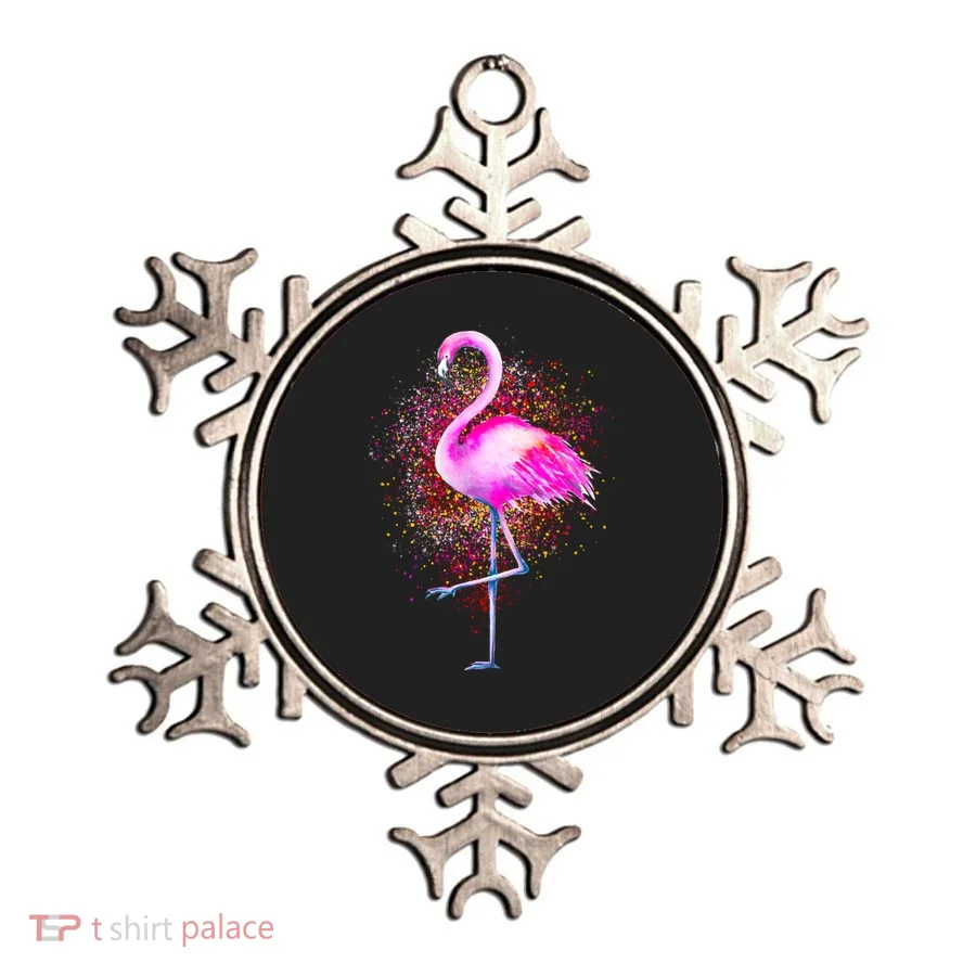 Pink Flamingo Paint Art Ornament