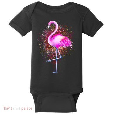 Pink Flamingo Paint Art Baby Bodysuit