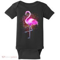 Pink Flamingo Paint Art Baby Bodysuit thumb 0