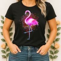Pink Flamingo Paint Art Women's T-Shirt thumb 2