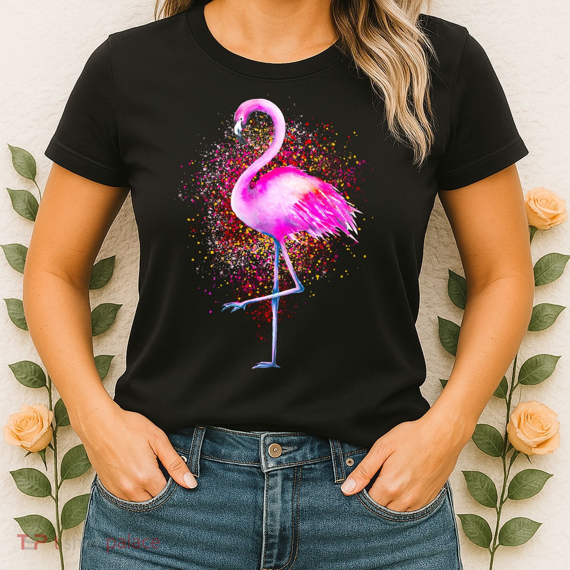 Pink Flamingo Paint Art Women's T-Shirt