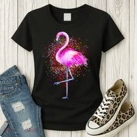 Pink Flamingo Paint Art Women's T-Shirt thumb 3