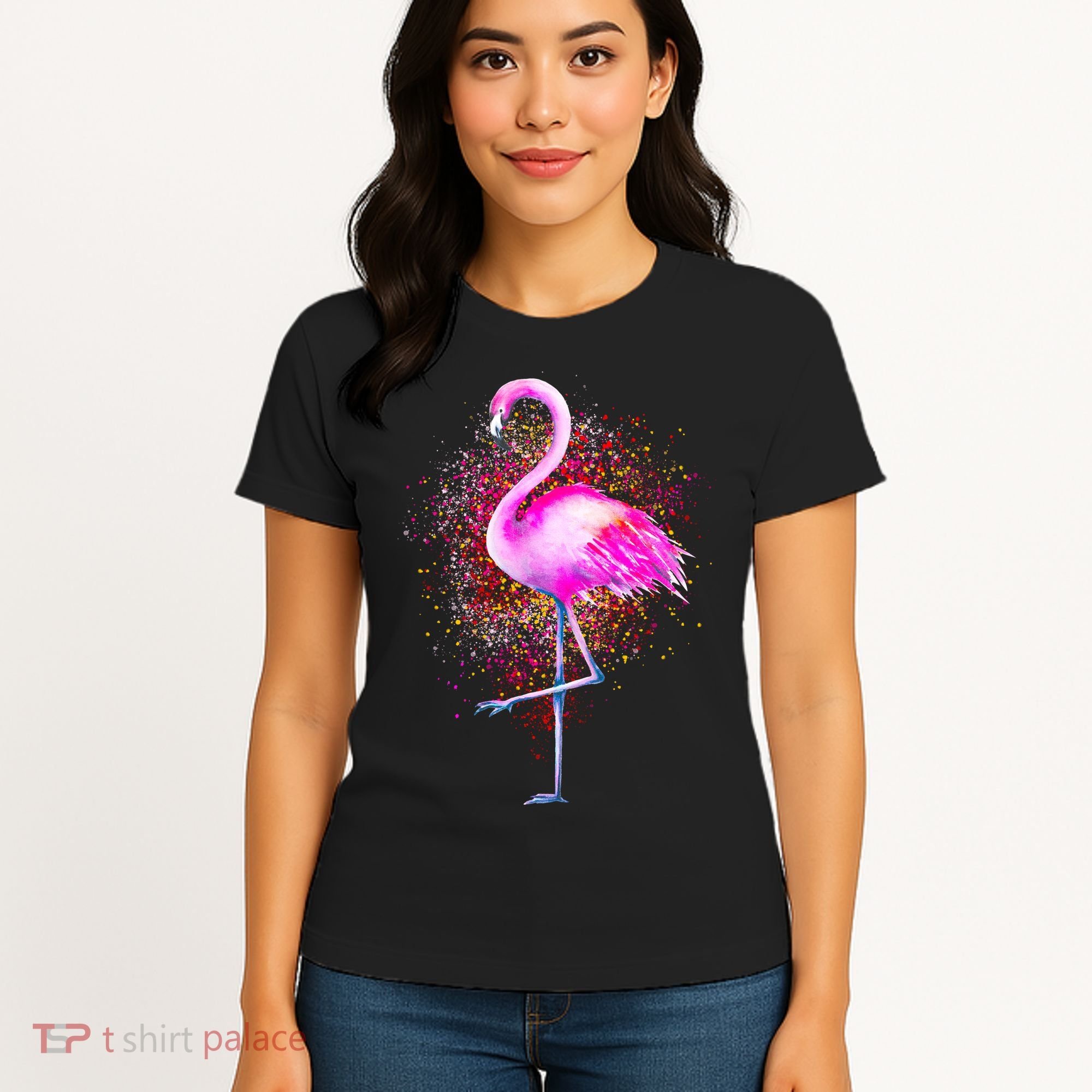 Pink Flamingo Paint Art Women's T-Shirt