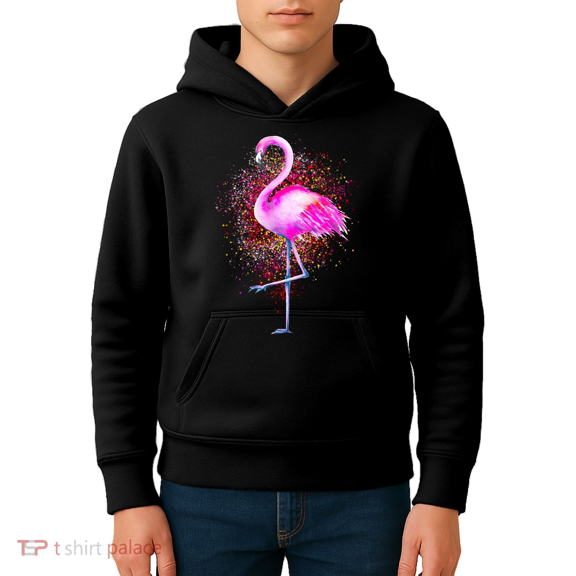 Pink Flamingo Paint Art Kids Hoodie