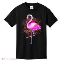 Pink Flamingo Paint Art Kids T-Shirt thumb 0