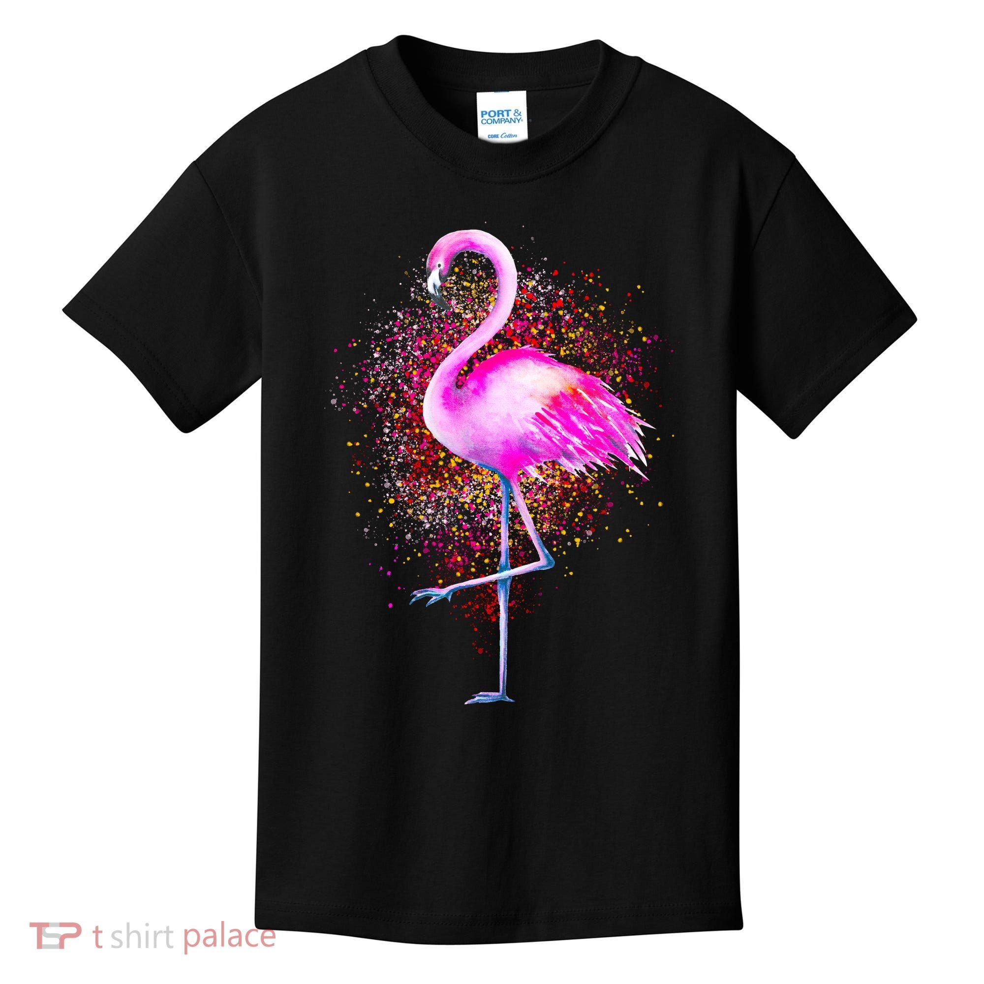 Pink Flamingo Paint Art Kids T-Shirt
