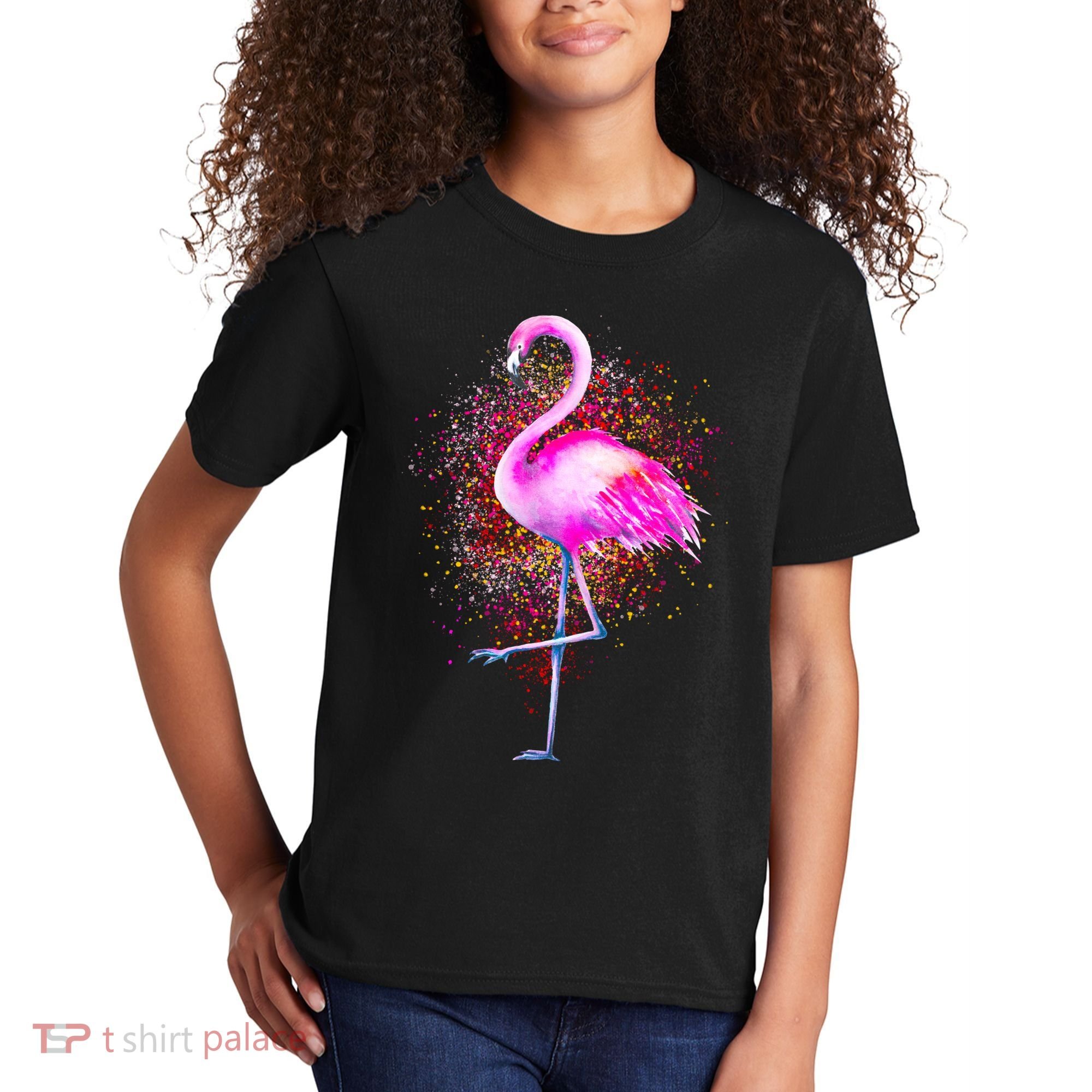 Pink Flamingo Paint Art Kids T-Shirt