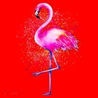 Pink Flamingo Paint Art Santa Hat thumb 1