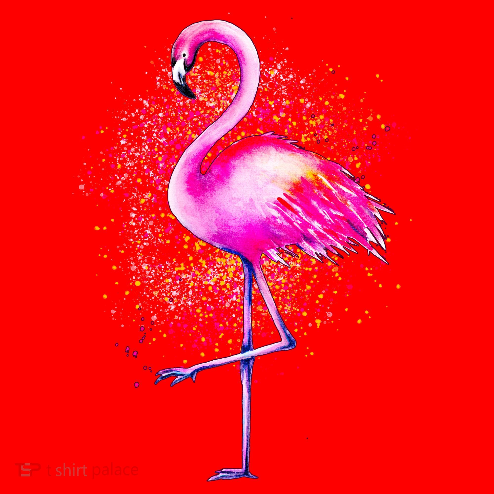 Pink Flamingo Paint Art Santa Hat