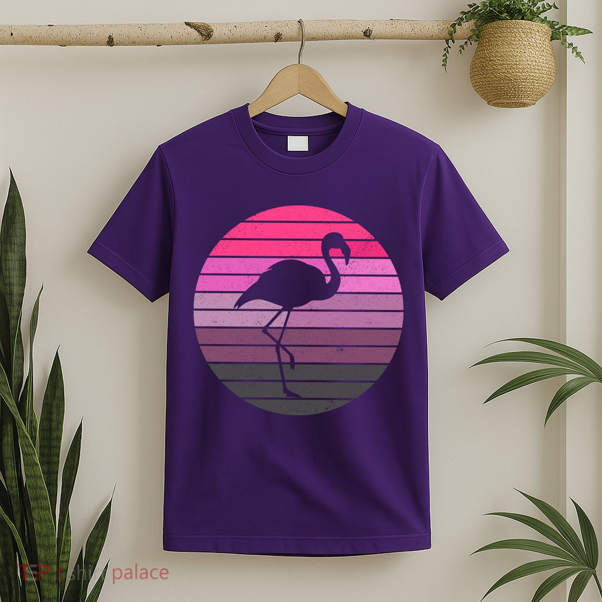 Pink Flamingo Vintage Sunset T-Shirt