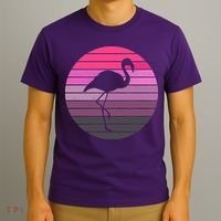Pink Flamingo Vintage Sunset T-Shirt thumb 3
