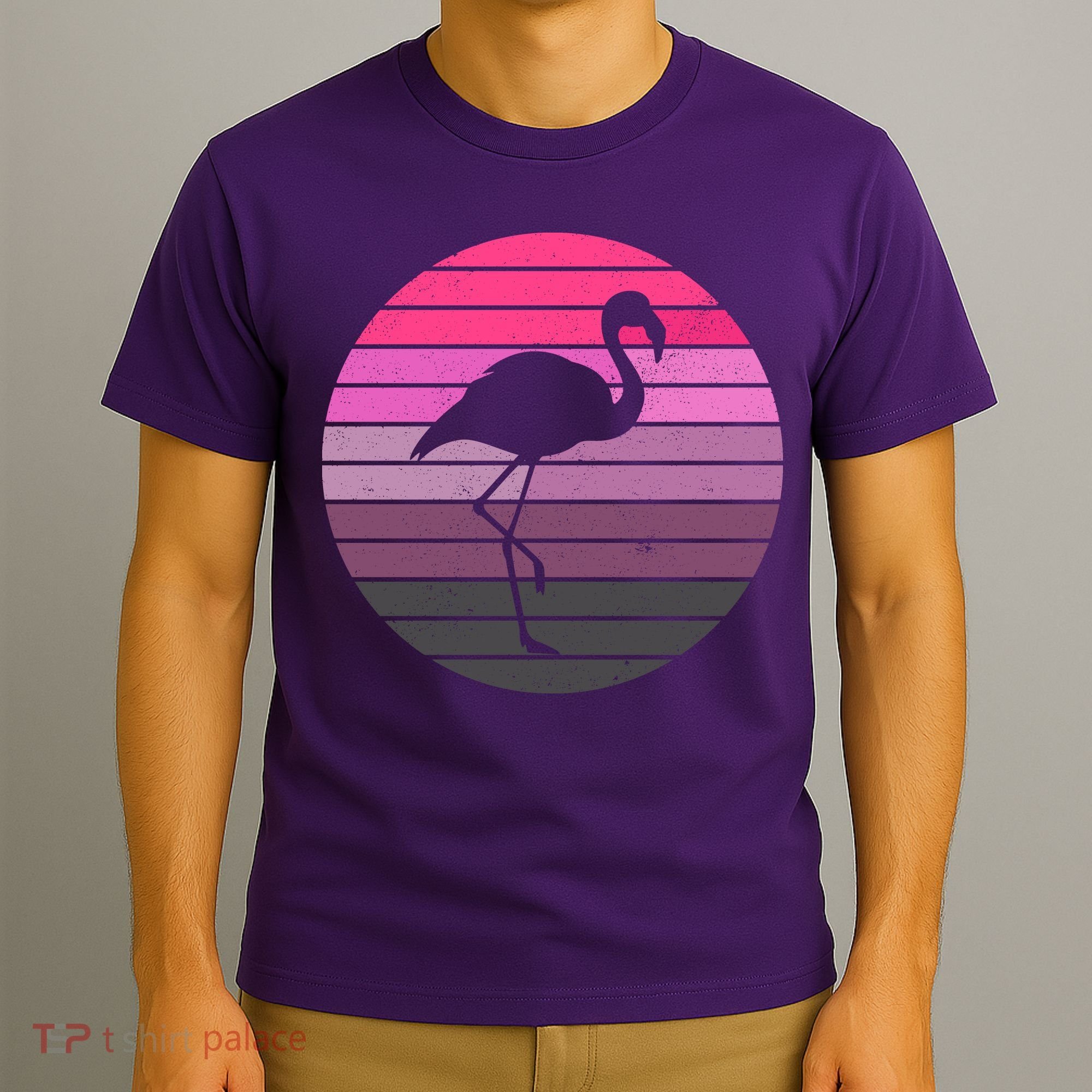 Pink Flamingo Vintage Sunset T-Shirt