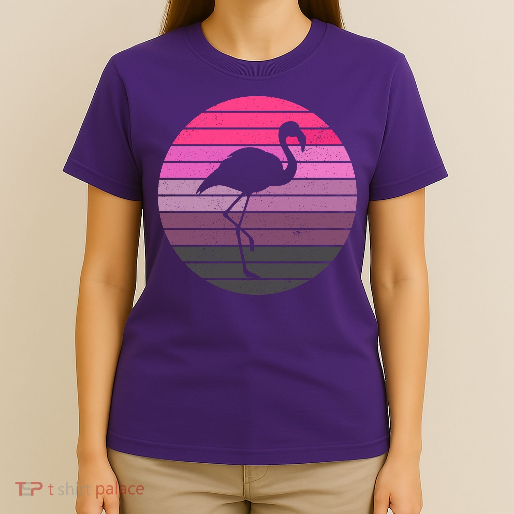 Pink Flamingo Vintage Sunset T-Shirt