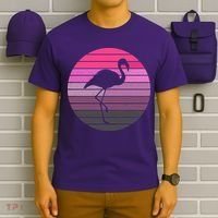 Pink Flamingo Vintage Sunset T-Shirt thumb 6
