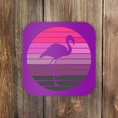 Pink Flamingo Vintage Sunset Coaster