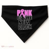 Pink Is The New Black Breast Cancer Ribbon USA-Made Doggie Bandana thumb 0