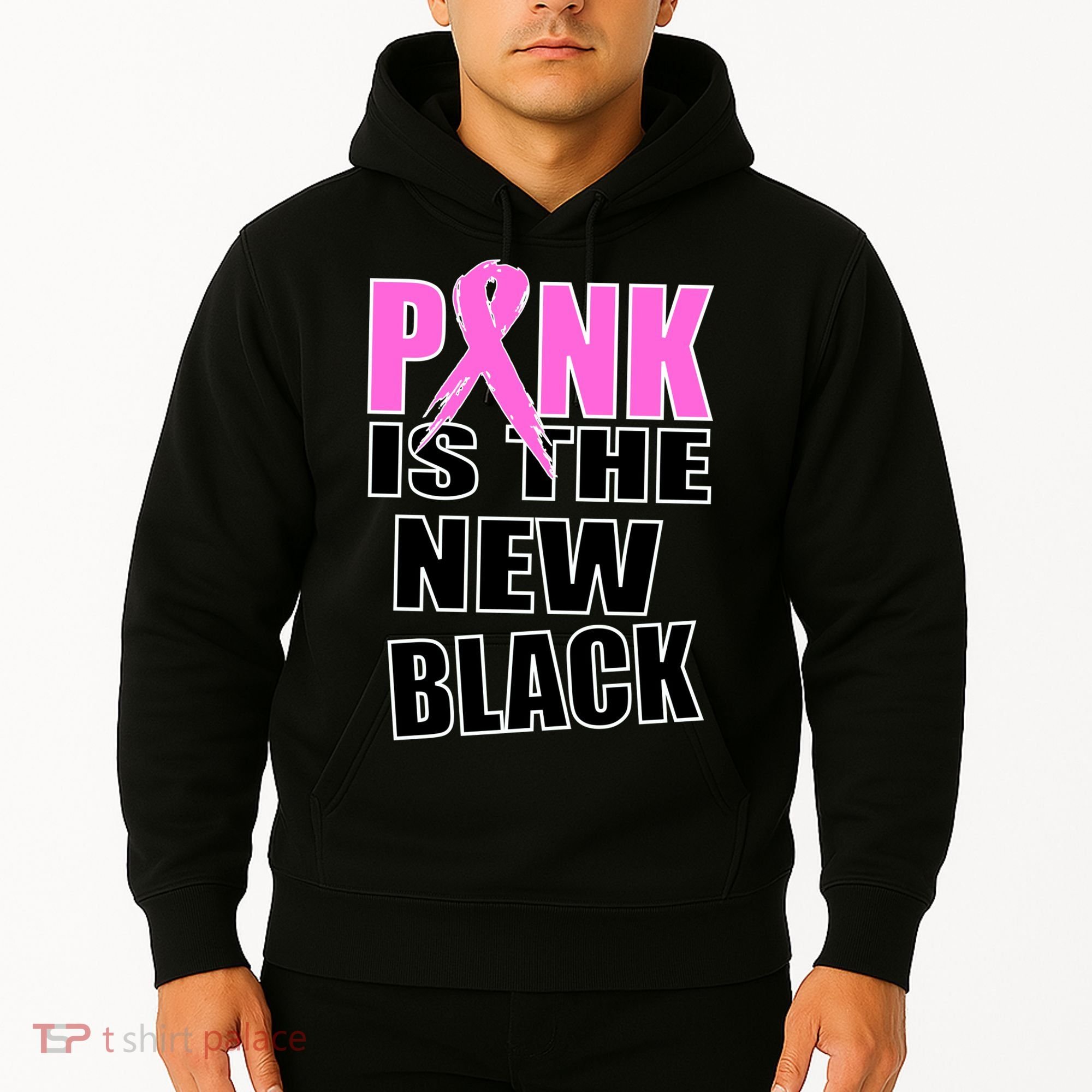 Pink Is The New Black Breast Cancer Ribbon Hoodie