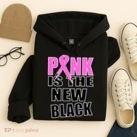 Pink Is The New Black Breast Cancer Ribbon Hoodie thumb 4