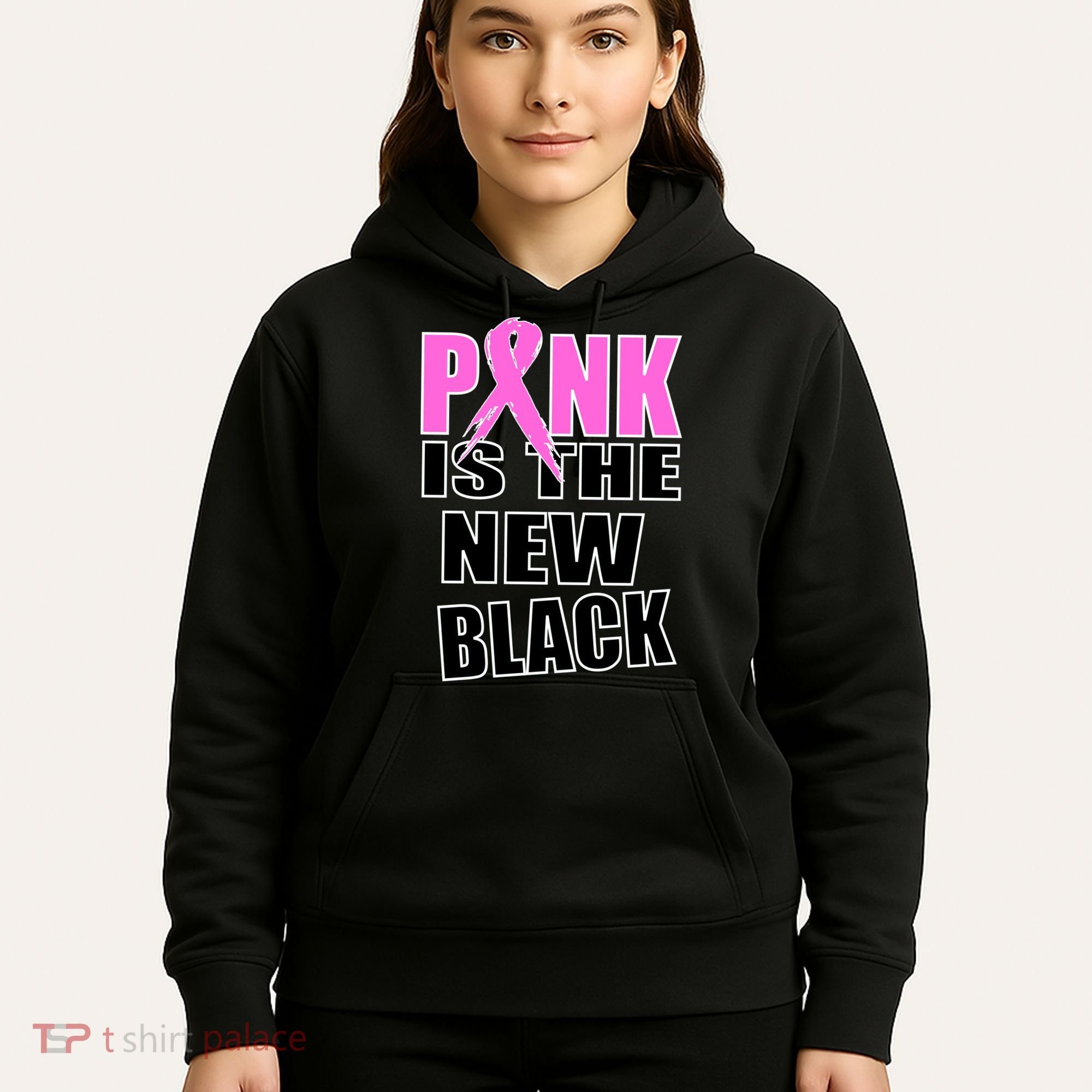 Pink Is The New Black Breast Cancer Ribbon Hoodie