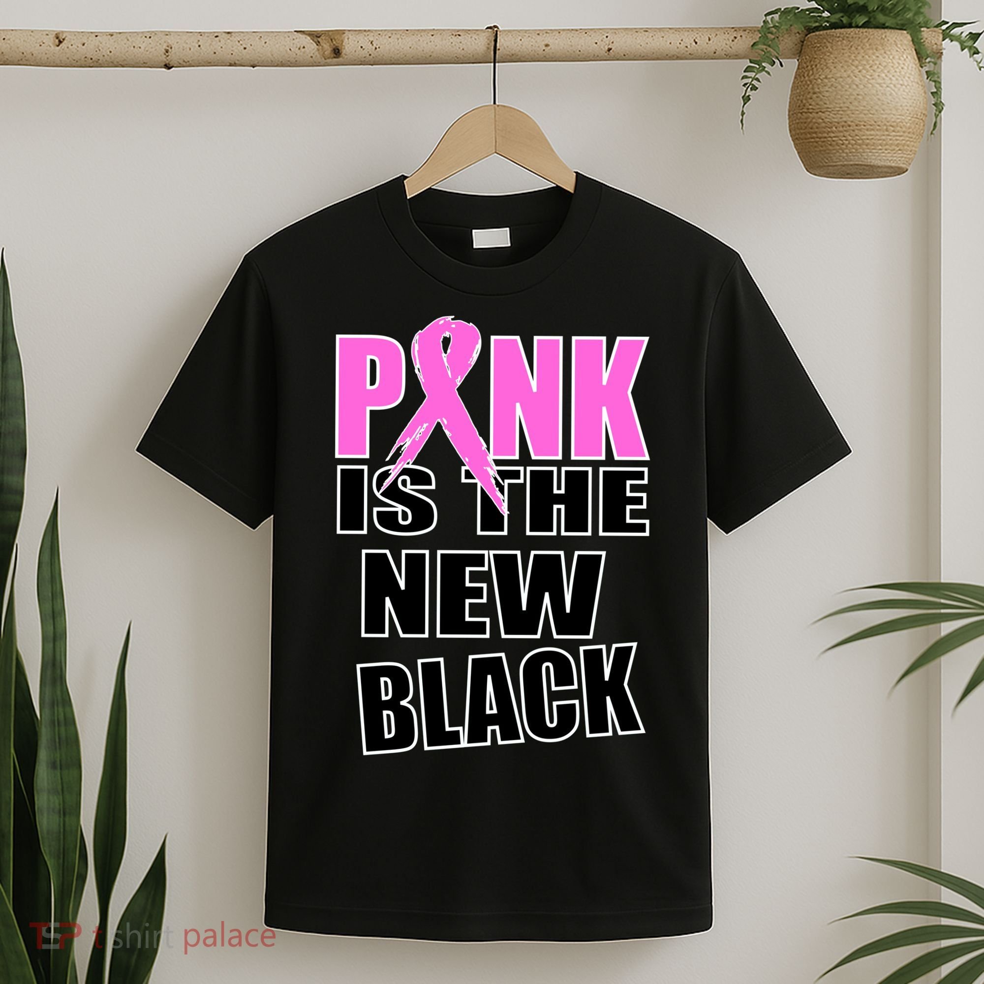 Pink Is The New Black Breast Cancer Ribbon T-Shirt