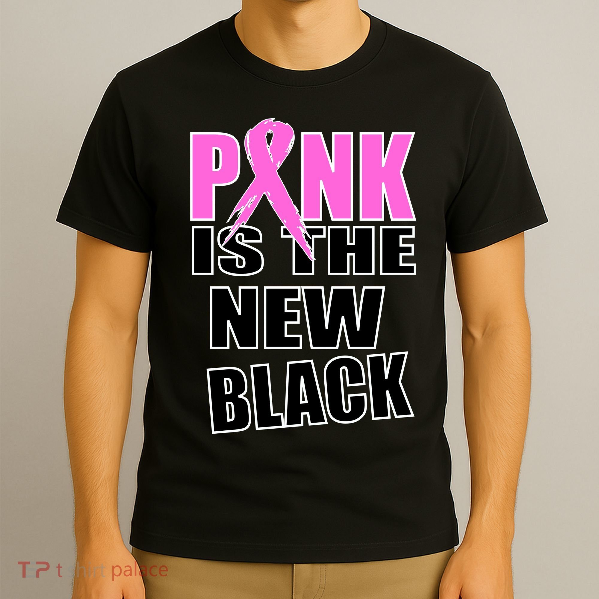 Pink Is The New Black Breast Cancer Ribbon T-Shirt
