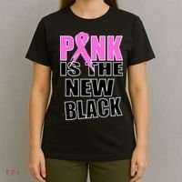 Pink Is The New Black Breast Cancer Ribbon T-Shirt thumb 4