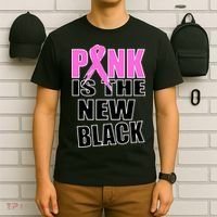 Pink Is The New Black Breast Cancer Ribbon T-Shirt thumb 6