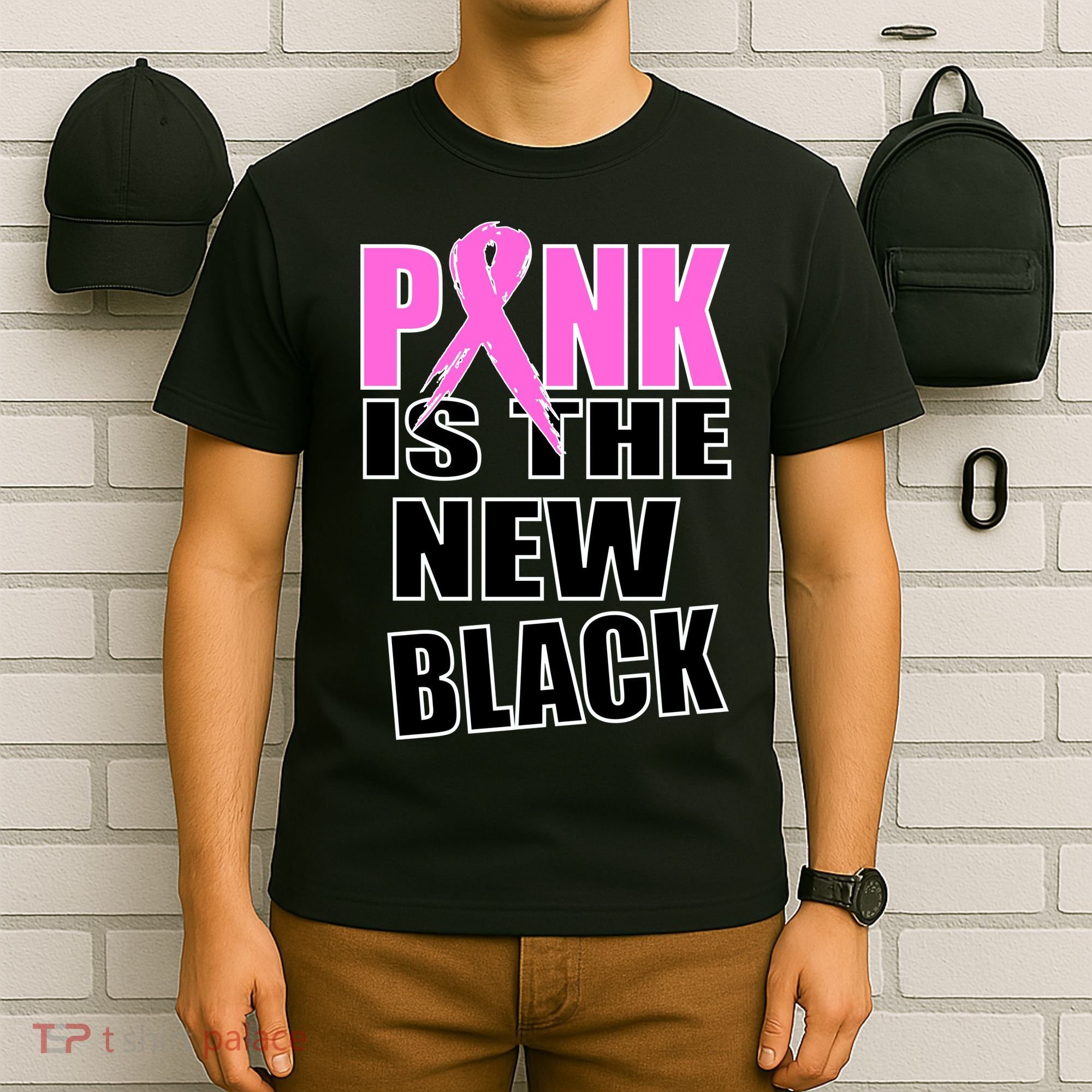 Pink Is The New Black Breast Cancer Ribbon T-Shirt