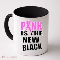 Pink Is The New Black Breast Cancer Ribbon Coffee Mug thumb 0