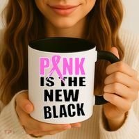 Pink Is The New Black Breast Cancer Ribbon Coffee Mug thumb 3