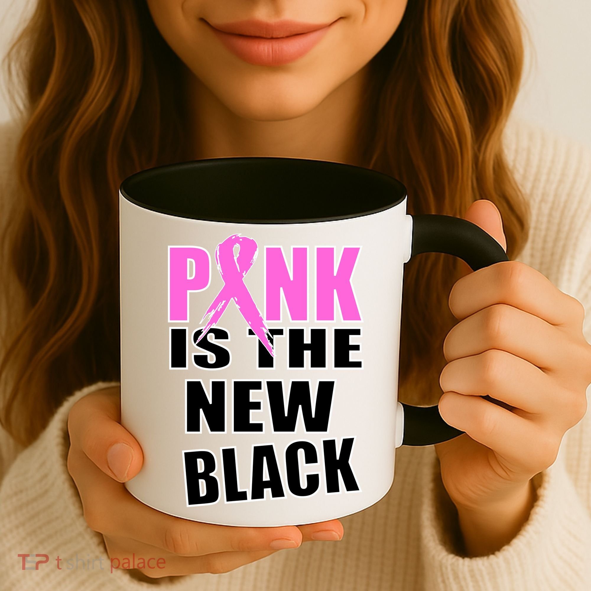 Pink Is The New Black Breast Cancer Ribbon Coffee Mug