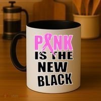 Pink Is The New Black Breast Cancer Ribbon Coffee Mug thumb 4