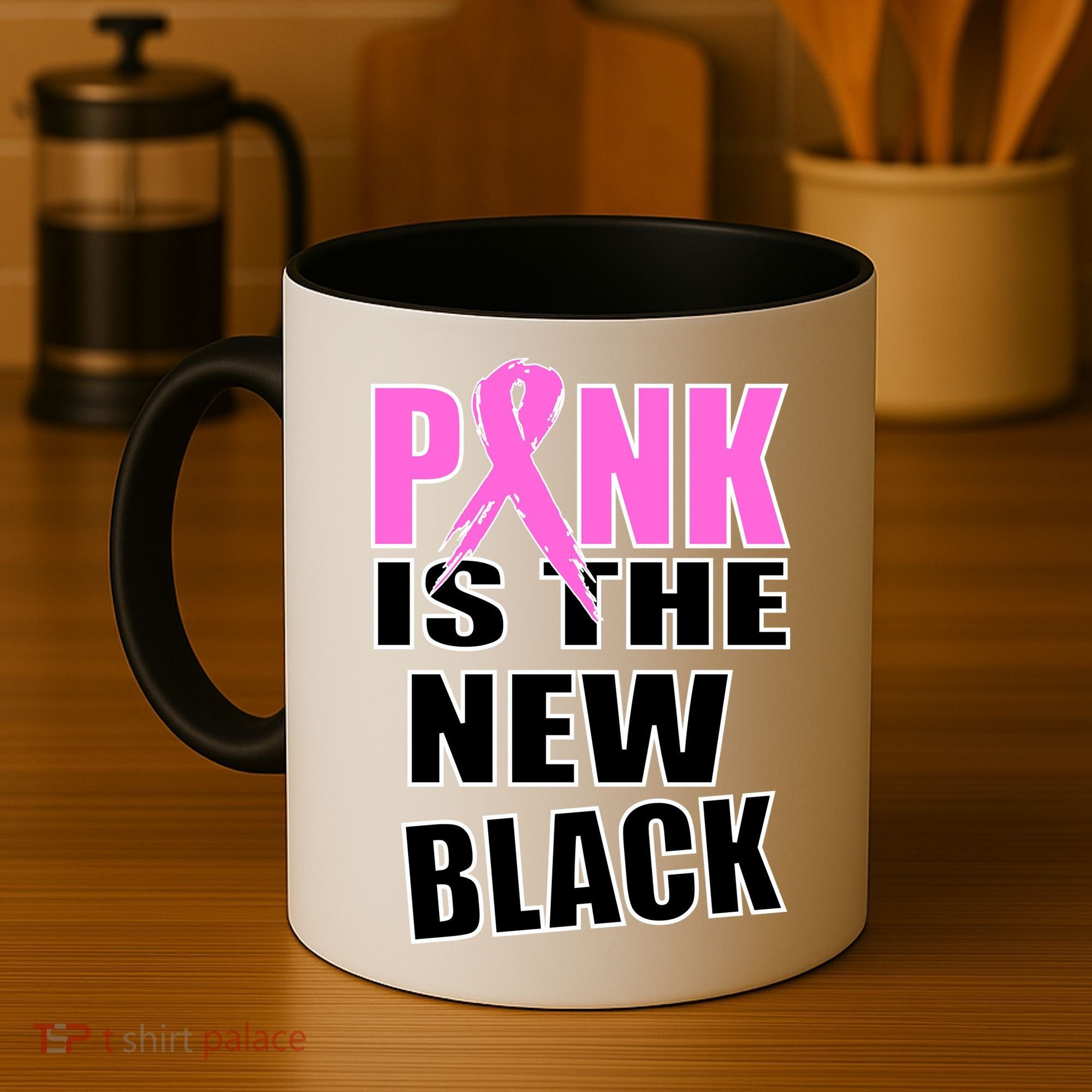 Pink Is The New Black Breast Cancer Ribbon Coffee Mug