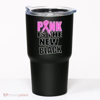 Pink Is The New Black Breast Cancer Ribbon Tumbler thumb 0