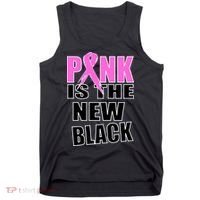 Pink Is The New Black Breast Cancer Ribbon Tank Top thumb 0