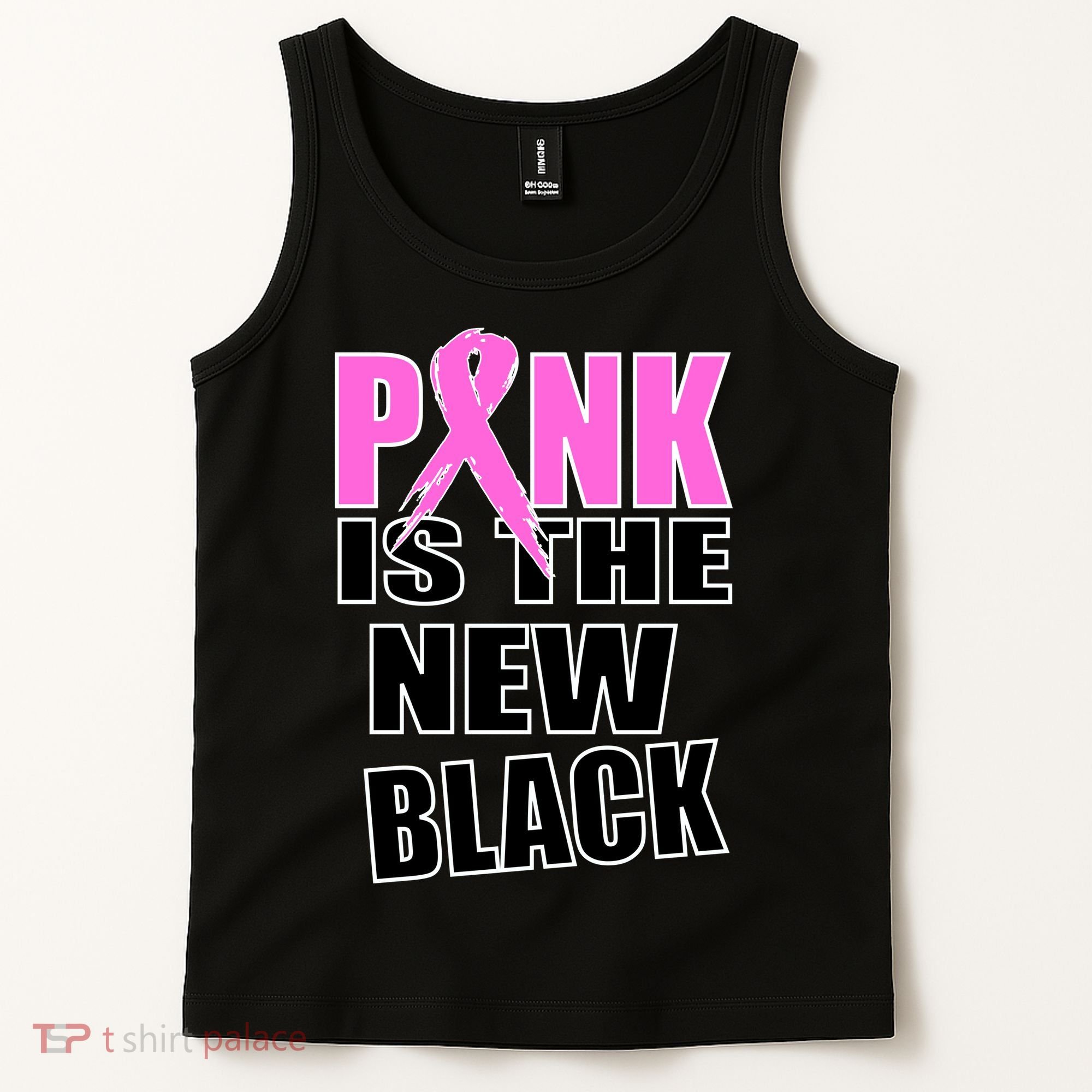 Pink Is The New Black Breast Cancer Ribbon Tank Top