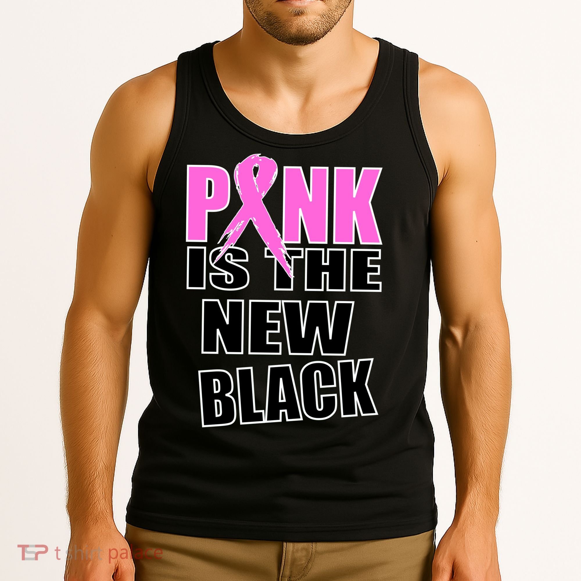 Pink Is The New Black Breast Cancer Ribbon Tank Top
