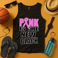 Pink Is The New Black Breast Cancer Ribbon Tank Top thumb 4