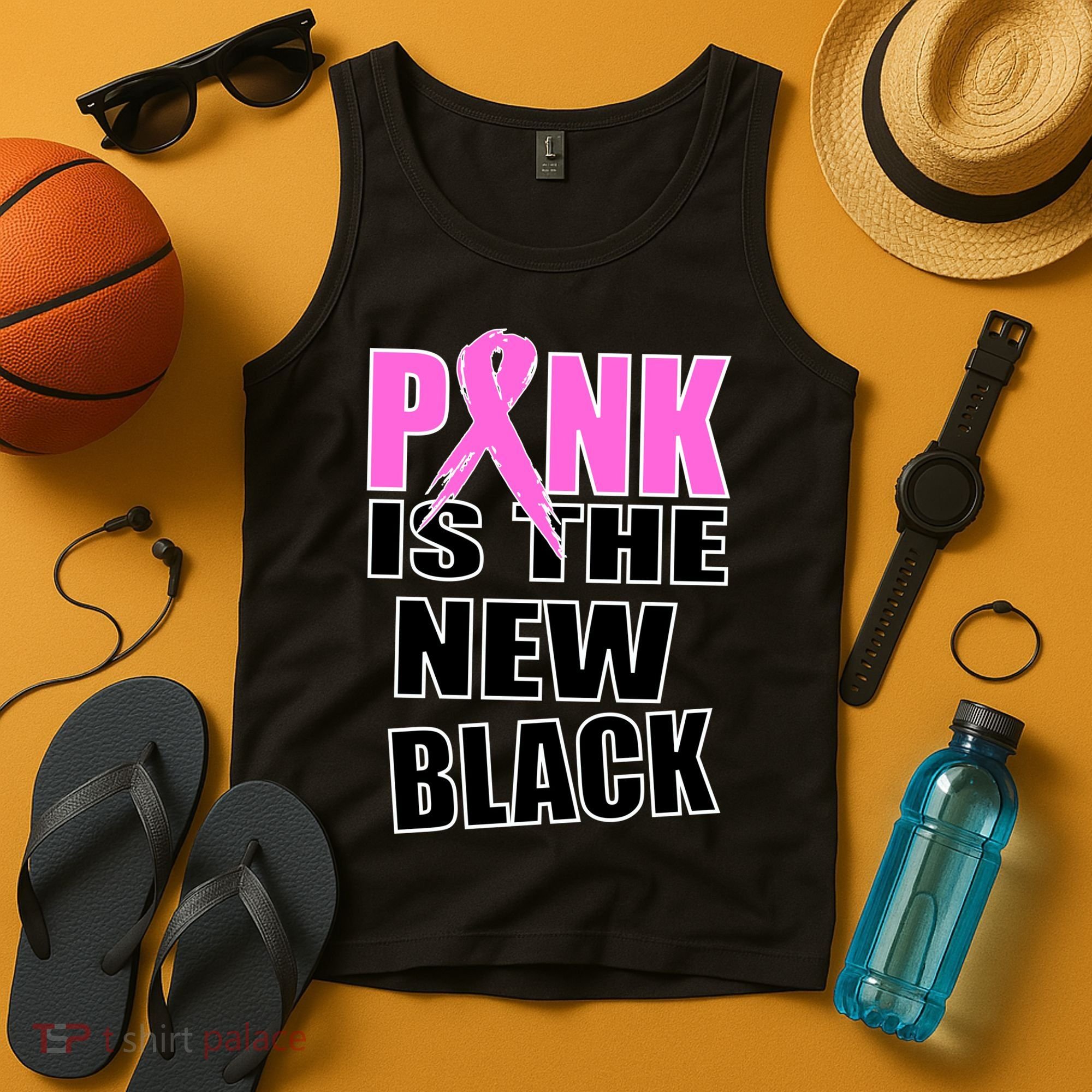 Pink Is The New Black Breast Cancer Ribbon Tank Top