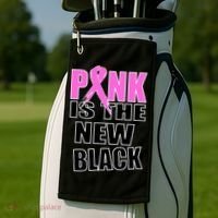 Pink Is The New Black Breast Cancer Ribbon Golf Towel thumb 2