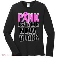 Pink Is The New Black Breast Cancer Ribbon Women's Long Sleeve Shirt thumb 0