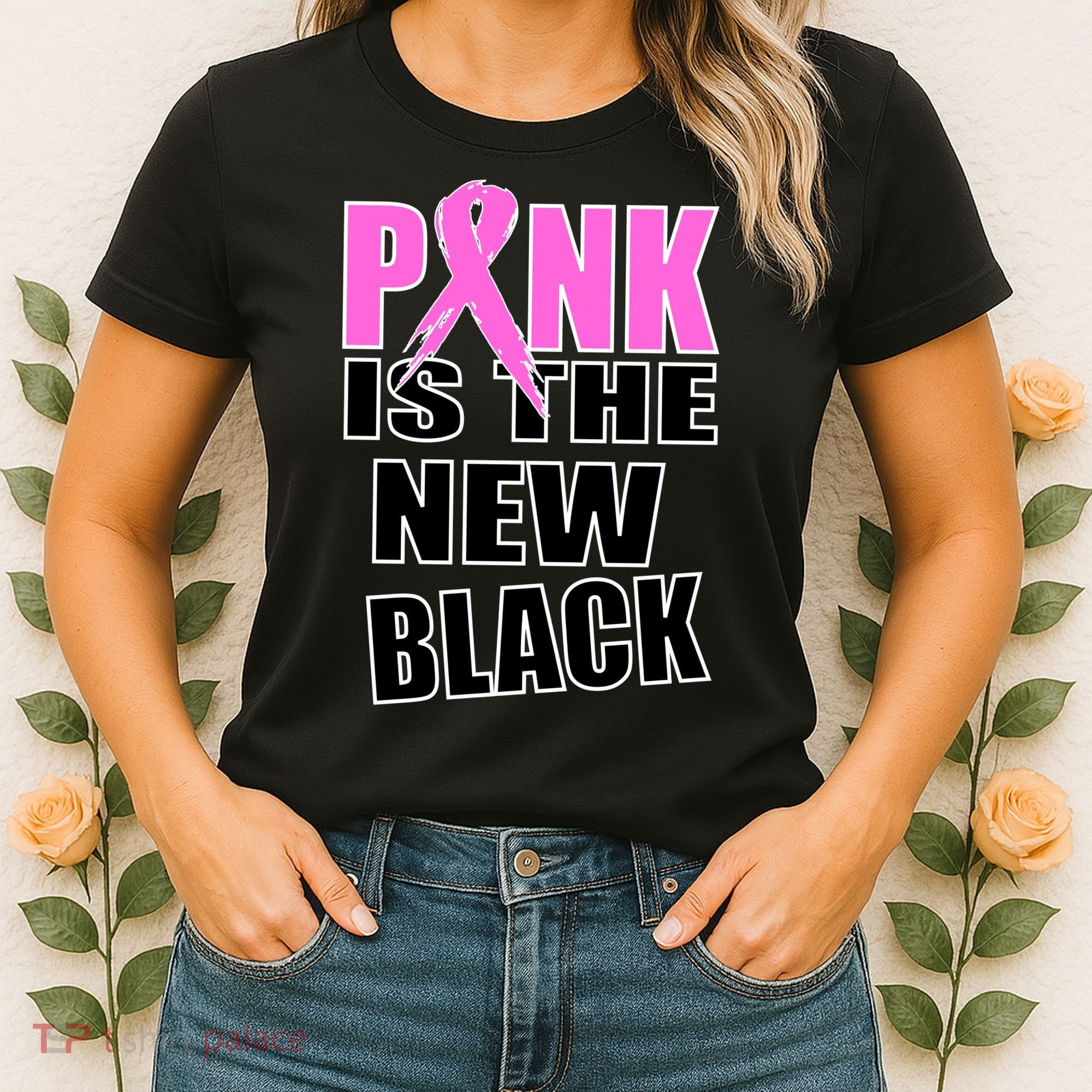 Pink Is The New Black Breast Cancer Ribbon Women's T-Shirt