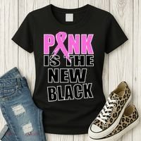 Pink Is The New Black Breast Cancer Ribbon Women's T-Shirt thumb 3