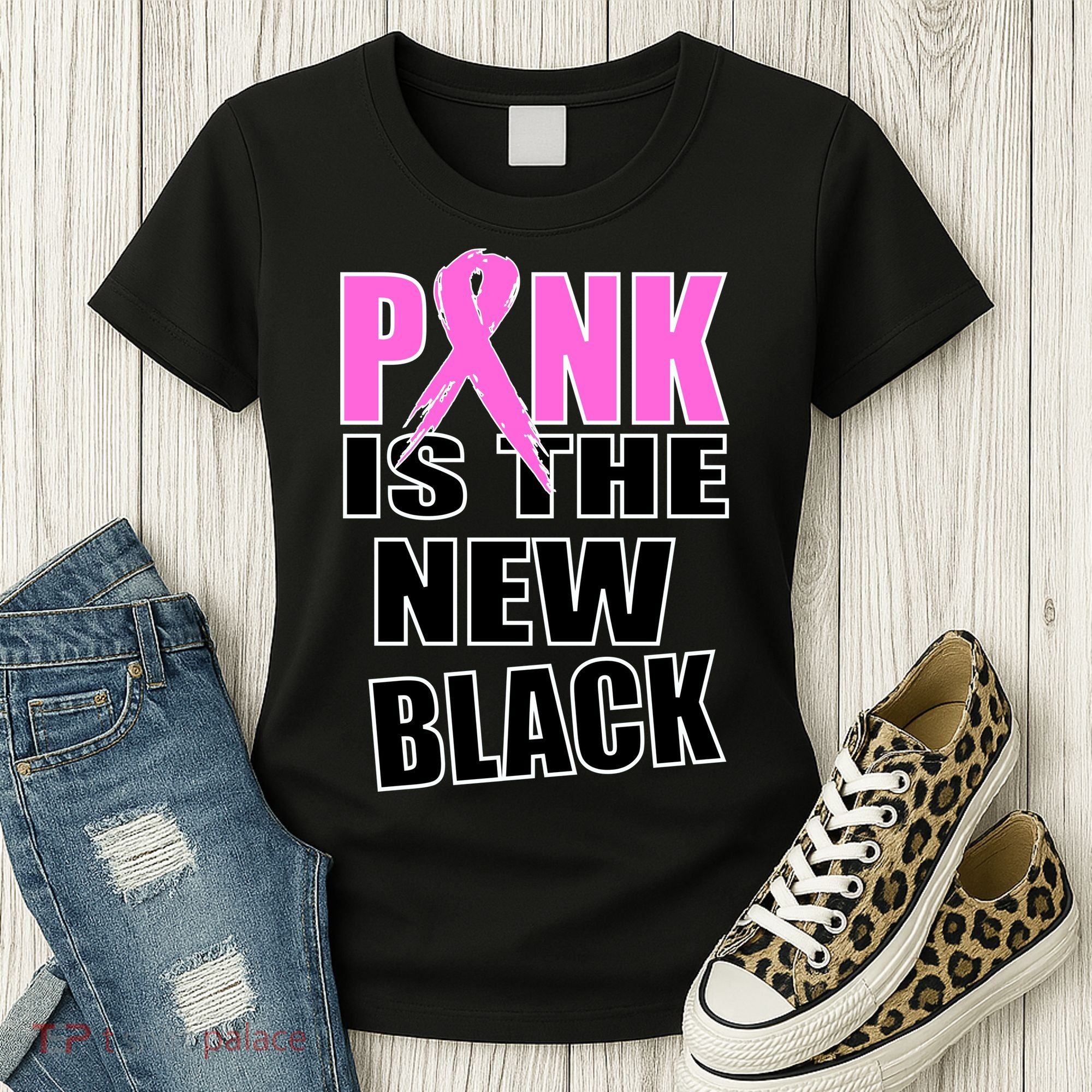 Pink Is The New Black Breast Cancer Ribbon Women's T-Shirt