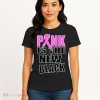 Pink Is The New Black Breast Cancer Ribbon Women's T-Shirt thumb 4