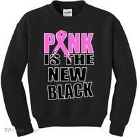 Pink Is The New Black Breast Cancer Ribbon Kids Sweatshirt thumb 0