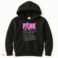 Pink Is The New Black Breast Cancer Ribbon Kids Hoodie thumb 0
