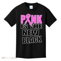 Pink Is The New Black Breast Cancer Ribbon Kids T-Shirt thumb 0